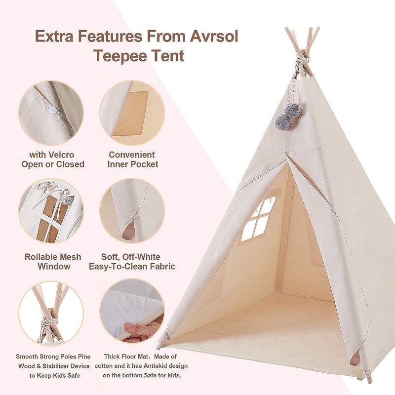 Tente tipi en toile de coton pour enfant