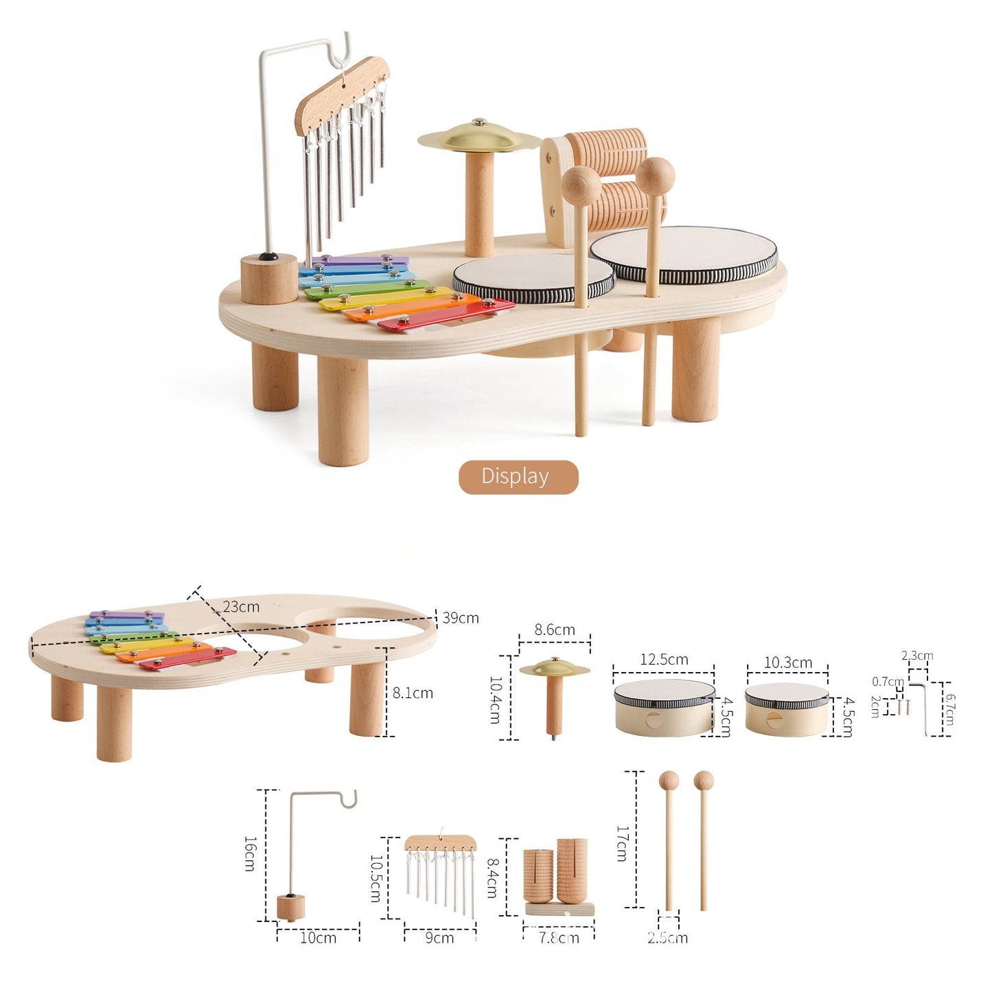 Jouet musical en bois avec tambour