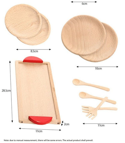 Vaisselle en bois faite maison pour fille