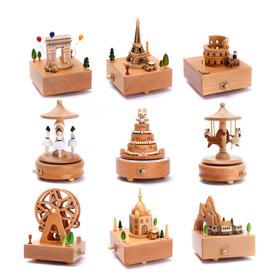 Boîte à musique créative en bois massif