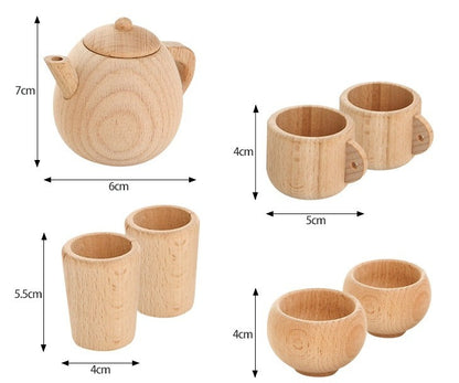 Vaisselle en bois faite maison pour fille