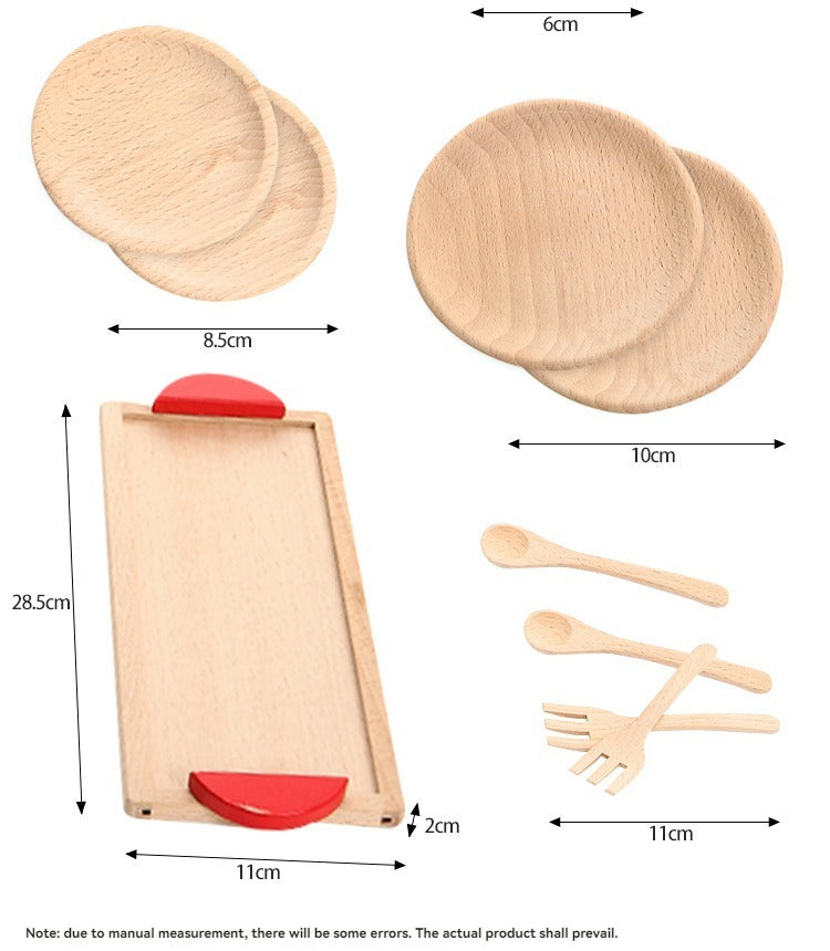 Vaisselle en bois faite maison pour fille