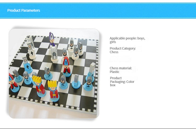 Cartoon Wooden Educational Chess Set