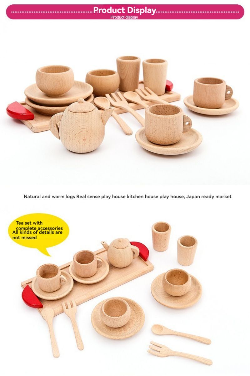 Vaisselle en bois faite maison pour fille