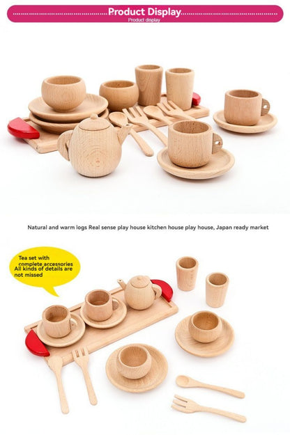 Vaisselle en bois faite maison pour fille