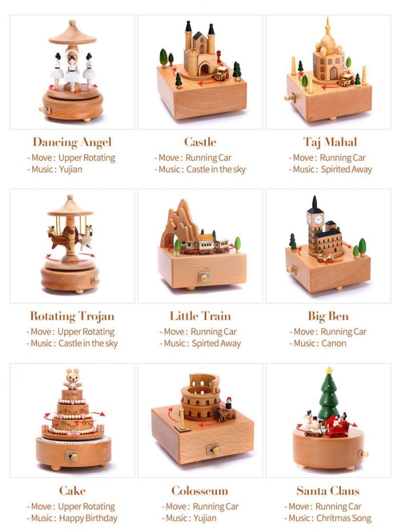 Boîte à musique créative en bois massif