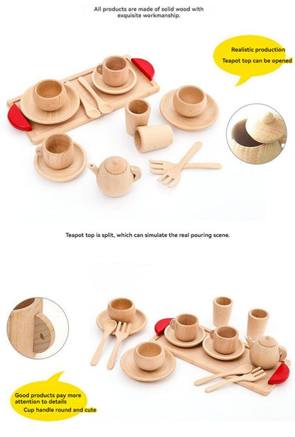 Vaisselle en bois faite maison pour fille