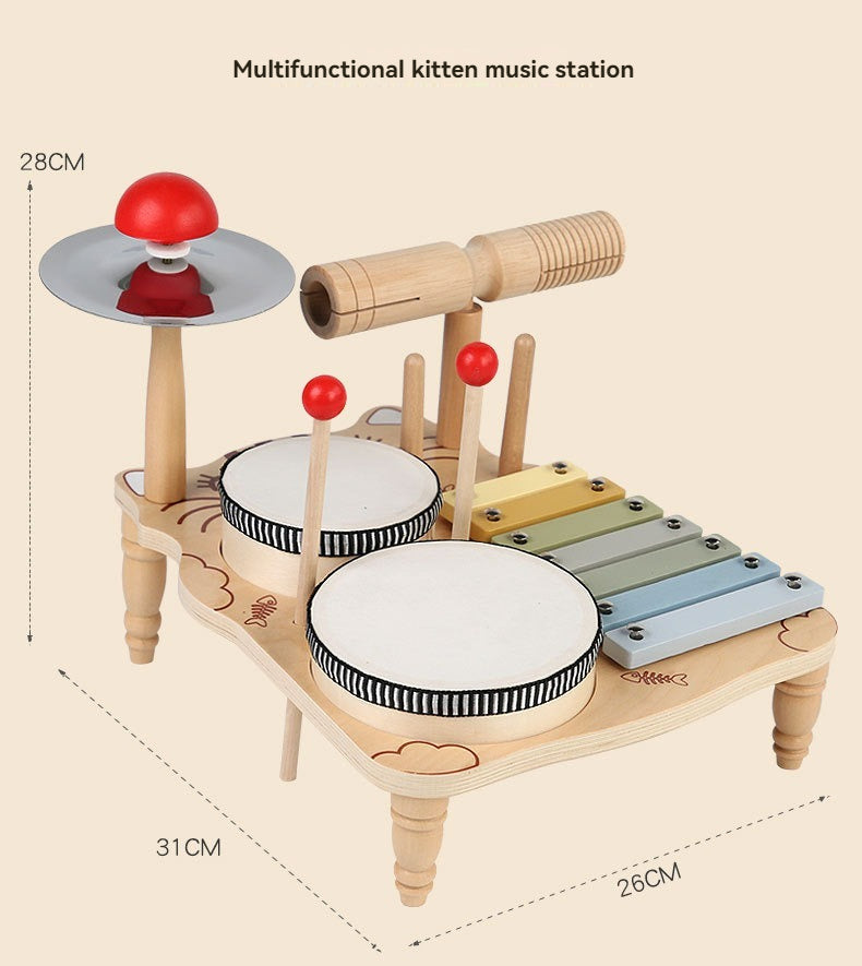 Jouet musical en bois avec tambour