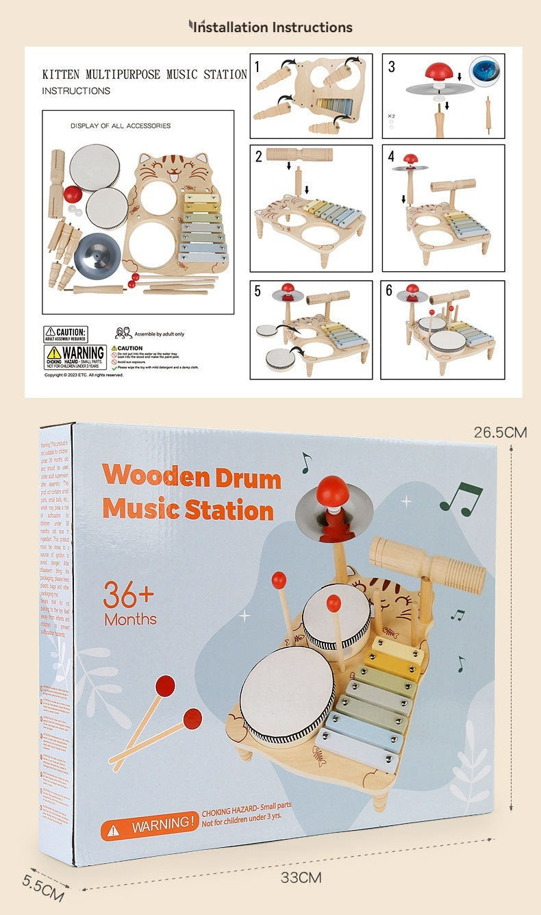 Jouet musical en bois avec tambour