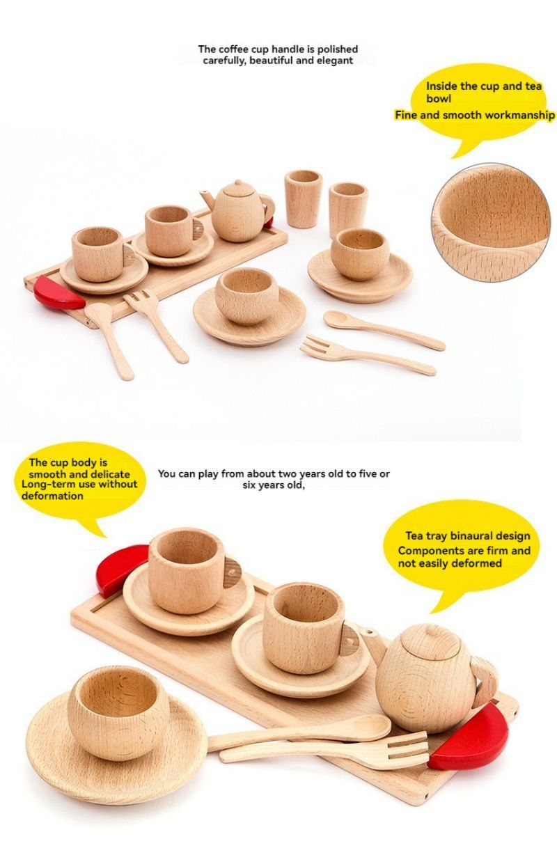 Vaisselle en bois faite maison pour fille