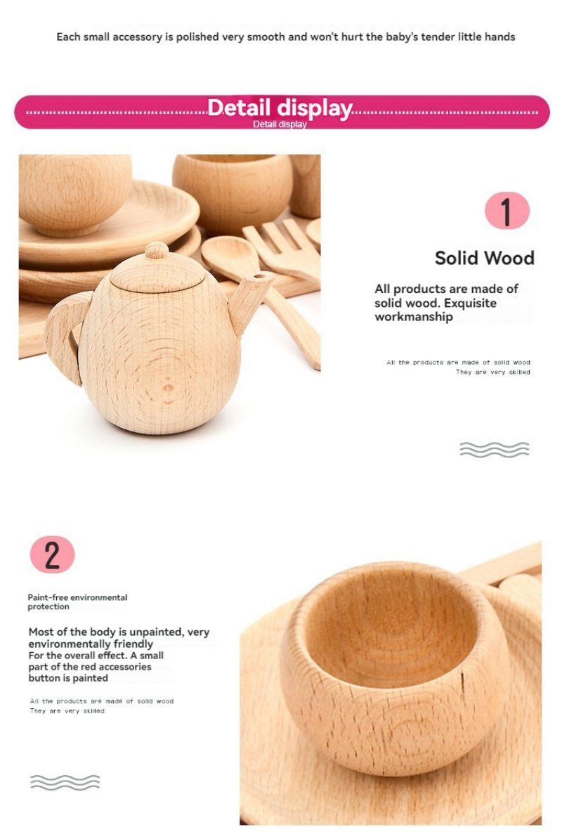 Vaisselle en bois faite maison pour fille