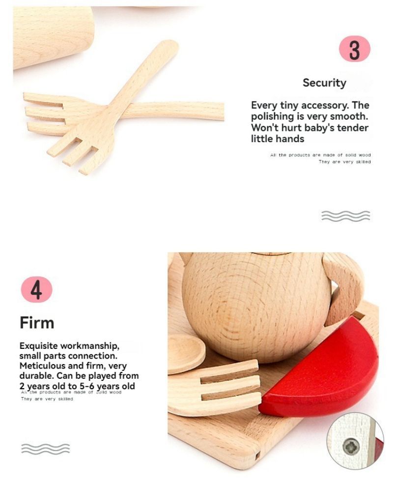 Vaisselle en bois faite maison pour fille