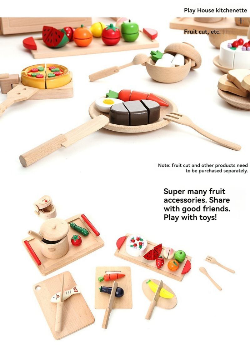 Vaisselle en bois faite maison pour fille