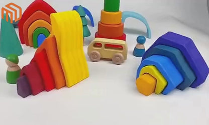 Colorful Geometric Stacking Blocks for Kids