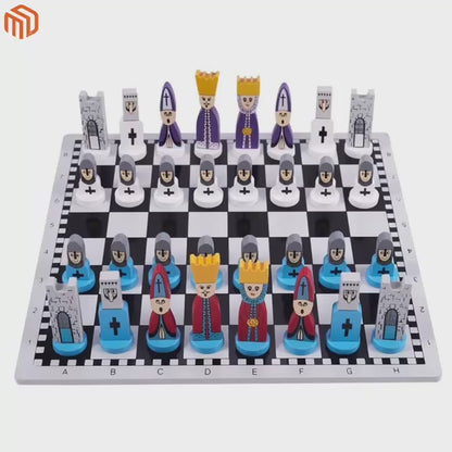 Cartoon Wooden Educational Chess Set